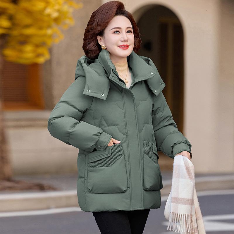 Premium mother winter down jacket warm white duck down short middle-aged and elderly women's clothing winter hooded jacket thick