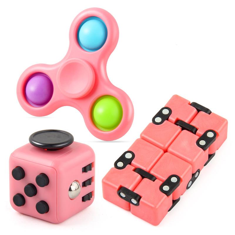 3PCS Pack Cube Hand Spinner Decompression Toy Autism ADHD Anxiety Stress Relief Sensory Toys for Kids Adults Juguetes