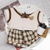 1 set Plaid Shorts Cotton Doll's Clothes Knitted Vest Plush Doll Clothes  20cm Cotton Doll