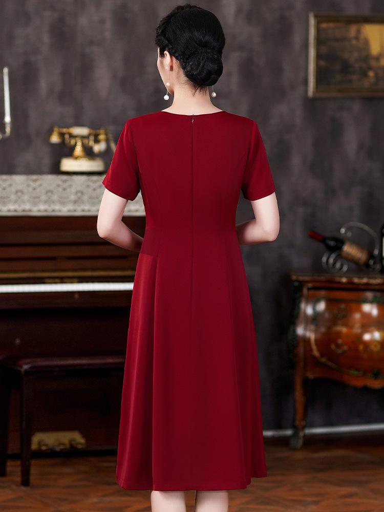 2024 Summer Wine Red High-End Mother of the Bride Dress for Festive Wedding Celebrations - Plus Size Available