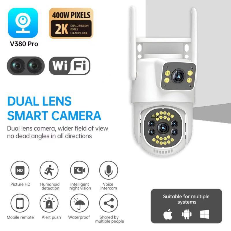 4M Dual-Lens 360° PTZ Wireless Outdoor Waterproof Surveillance Camera with 4G Connectivity