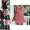 Stylish Women Button Down V Neck Mini Tea Dress In Soft Comfortable Fabric Perfect For Summer Days