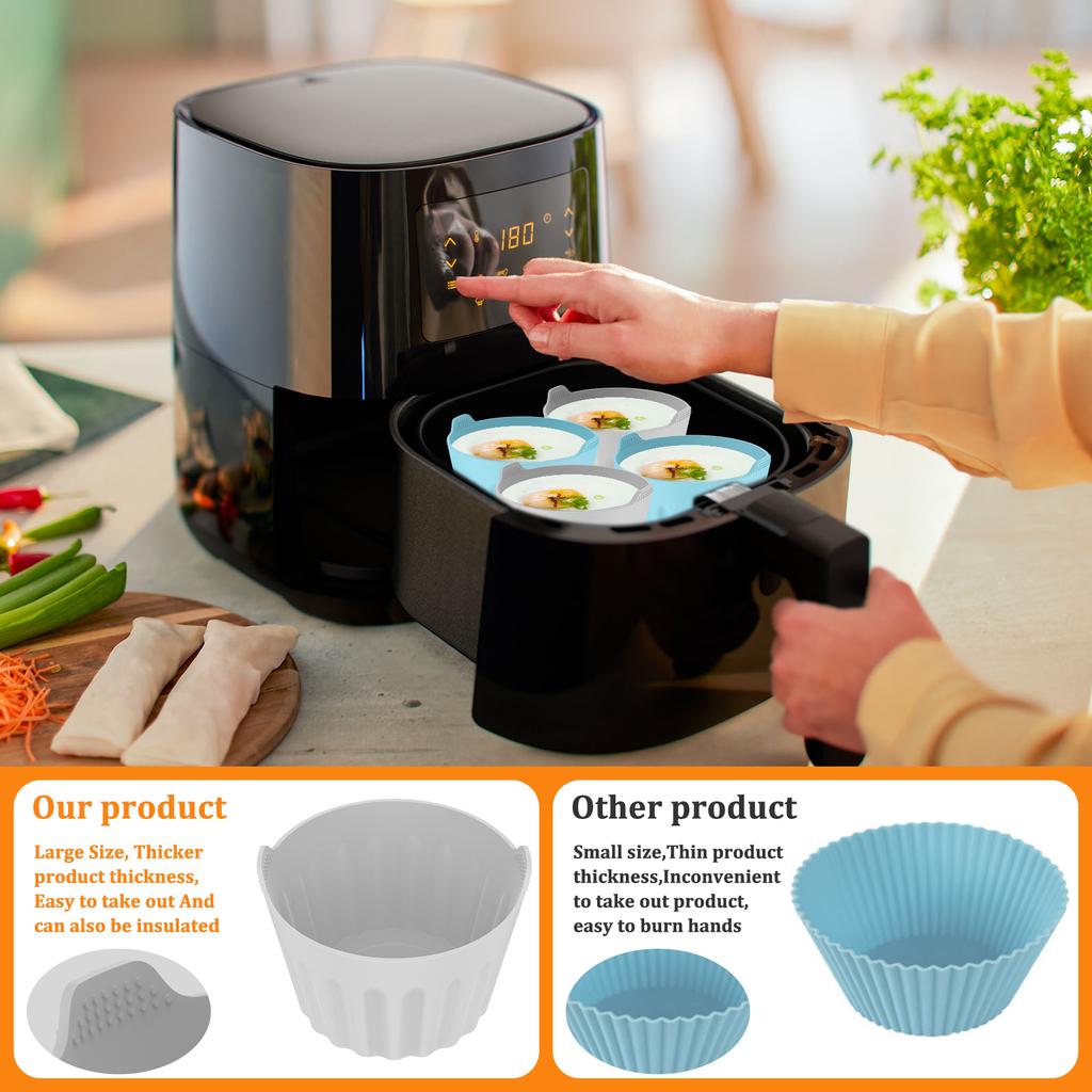 9Pcs Silicone Egg Poacher Cups Air Fryer Egg Boiler Mold Cup Eggs Cooking Baking Cups for Air Fryer Oven Microwave Kitchen Tools