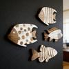 4Pcs Vintage Beach Wall Decor Nautical Coastal Wooden Fish Wall Art Ocean Style Fish Sculpture Lake House Hanging Decoration for Bathroom Bedroom