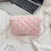 Fresh Quilted Girls' Cosmetic Bag: Large Capacity, Cute Storage, Zippered Pencil Case