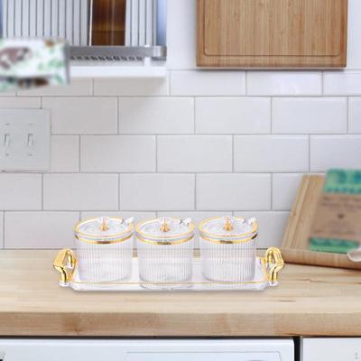 3 Barattoli Decorativi per Spezie, Scatola Portaoggetti con Coperchio a Cucchiaio e Base, Adorabile Condimento Zucchero