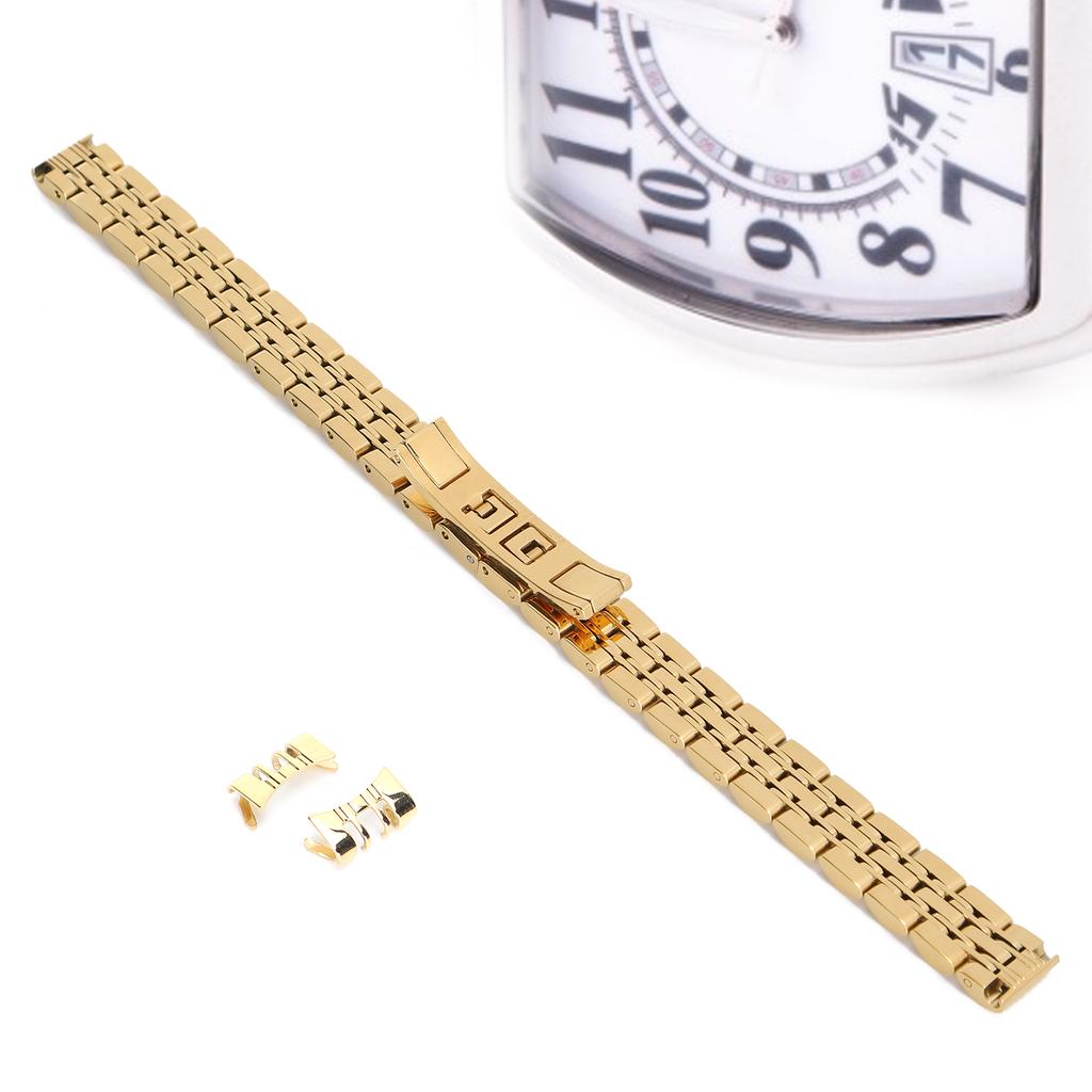 10mm AntiRust Stainless Steel Watch Strap Replacement Watch Band Strap Accessory for Watchmaker(Gold )