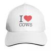 I Love Cows Baseball Cap Quick Dry Performance Cotton Twill Breathable Contrast Two Tone Brim