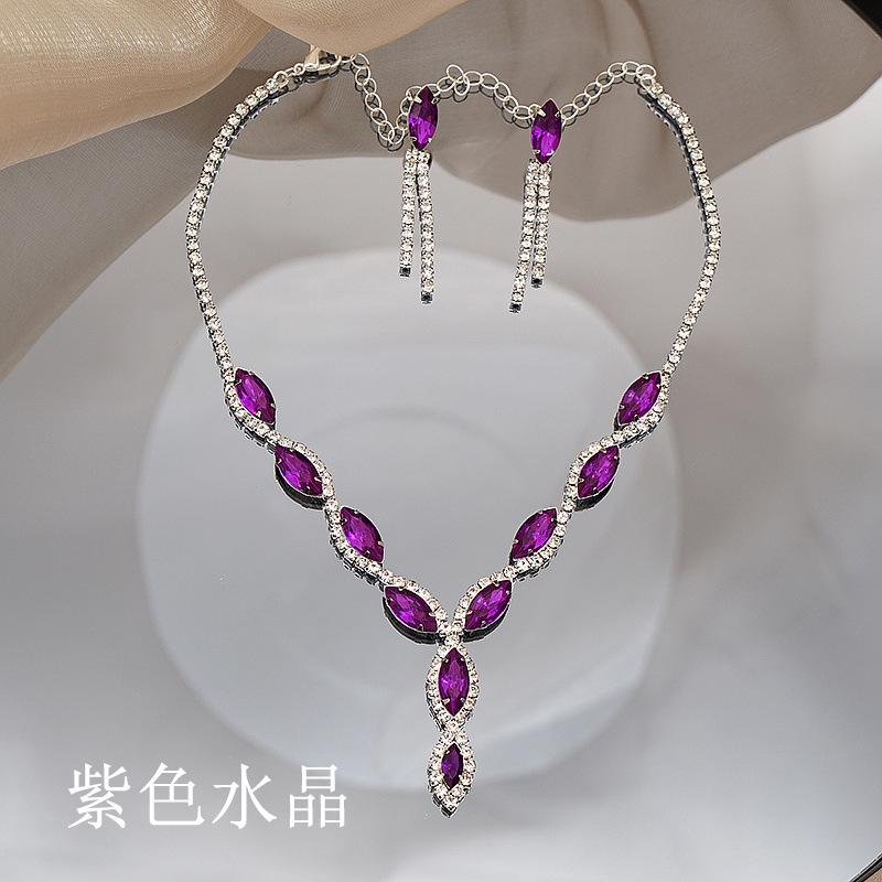 Luksusowy kryształowy diamentowy naszyjnik kolczyki dwuczęściowy zestaw Party Dress kobiety akcesoria naszyjnikowe biżuteria
