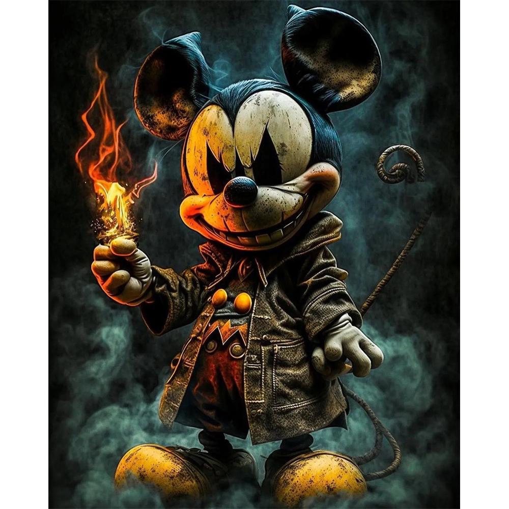 

Disney Diamond Painting Steampunk Style Mickey Mouse Illustration 5D DIY Rhinestone Diamond Embroidery Crossstitch, Home and Wedding Decorations Round 20x30cm