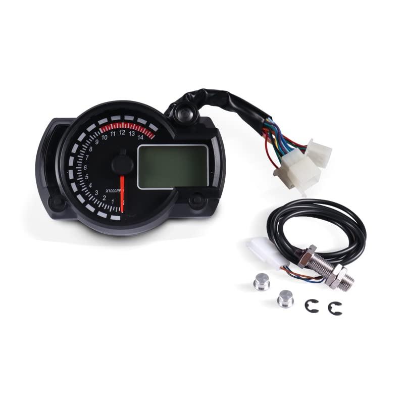 LCD Digital Motorcycle Speedometer Odometer Dirt Pit Bike Gauge Moto Dashboard Meter 7 Colors Tachoguage With Alarm Lamp