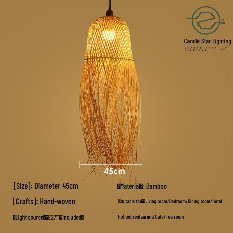 Zen Style Bamboo Rattan Pendant Light for Tea Rooms and Restaurants