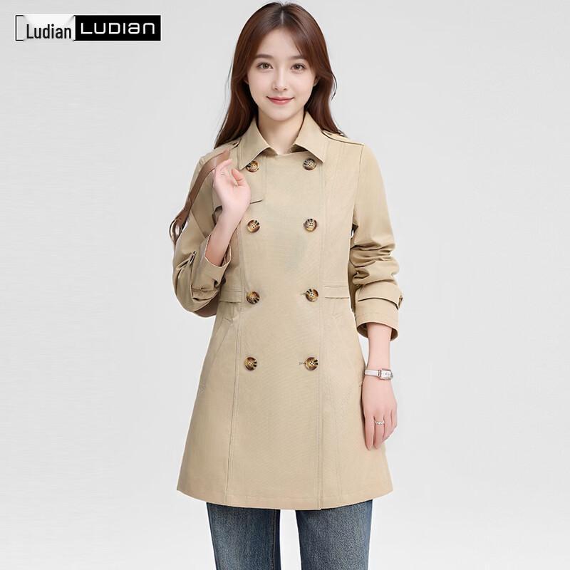 LUDIan Women s Double-Breasted British Style Trench Coat M