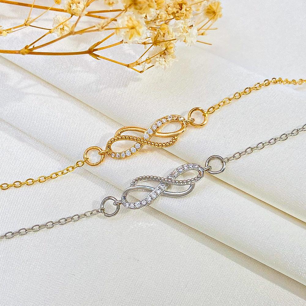 Luxury Rhinestone Infinity Symbol Interwoven Figure 8 Anklet For Women Elegant And Personalized Temperament Jewelry Accessory
