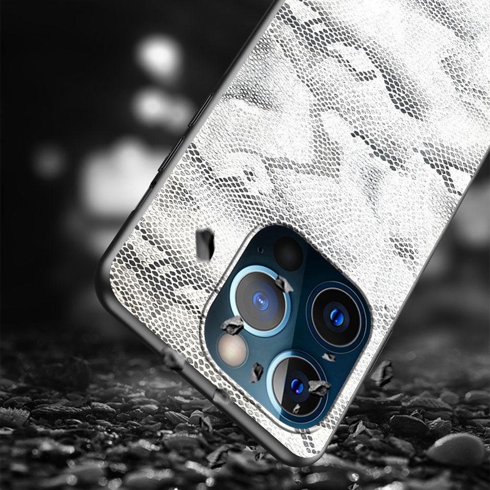 Snake Skin Case for Apple iPhone 14 11 7 SE 2020 8 X XS 13 12 Mini XR 15 Pro Max Silicone Black Soft Phone Cover