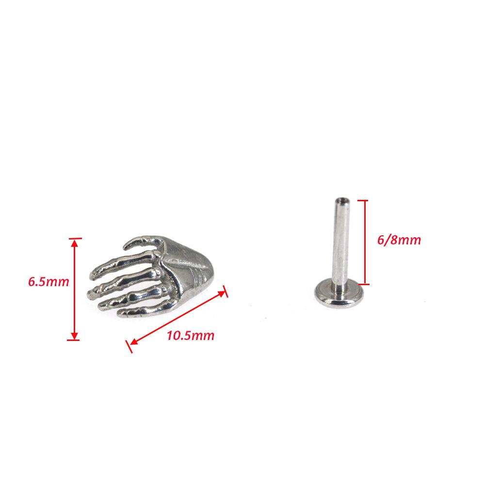 316L Stainless Steel Gothic Skull Claw Cartilage Piercing Stud
