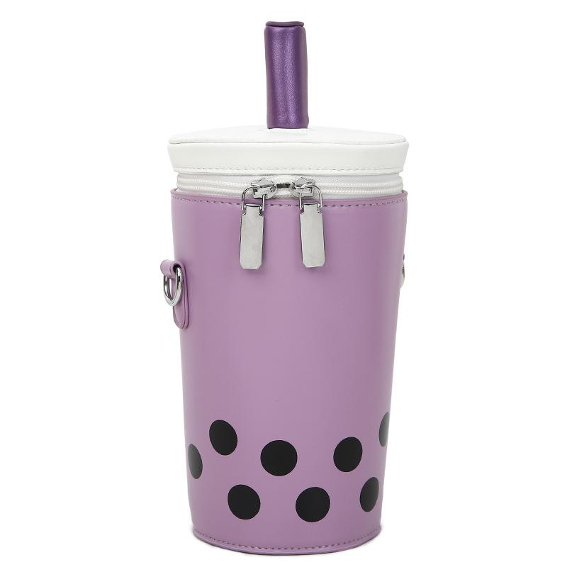New Brand Cute Cartoon Milk Tea Women Crossbody Bags High Quality Pu Bucket Female Shoulder Bag Luxury Designer Mobile Phone Bag