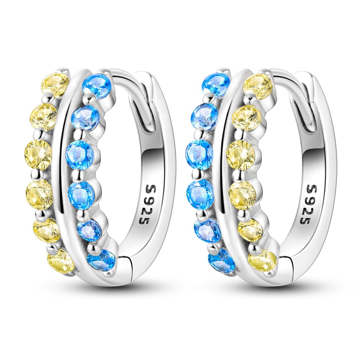 

Orstarry S925 Sterling Silver Sparkling Blue Yellow Zircon Earrings Hoop Earrings for Women Jewelry Original Party Gifts