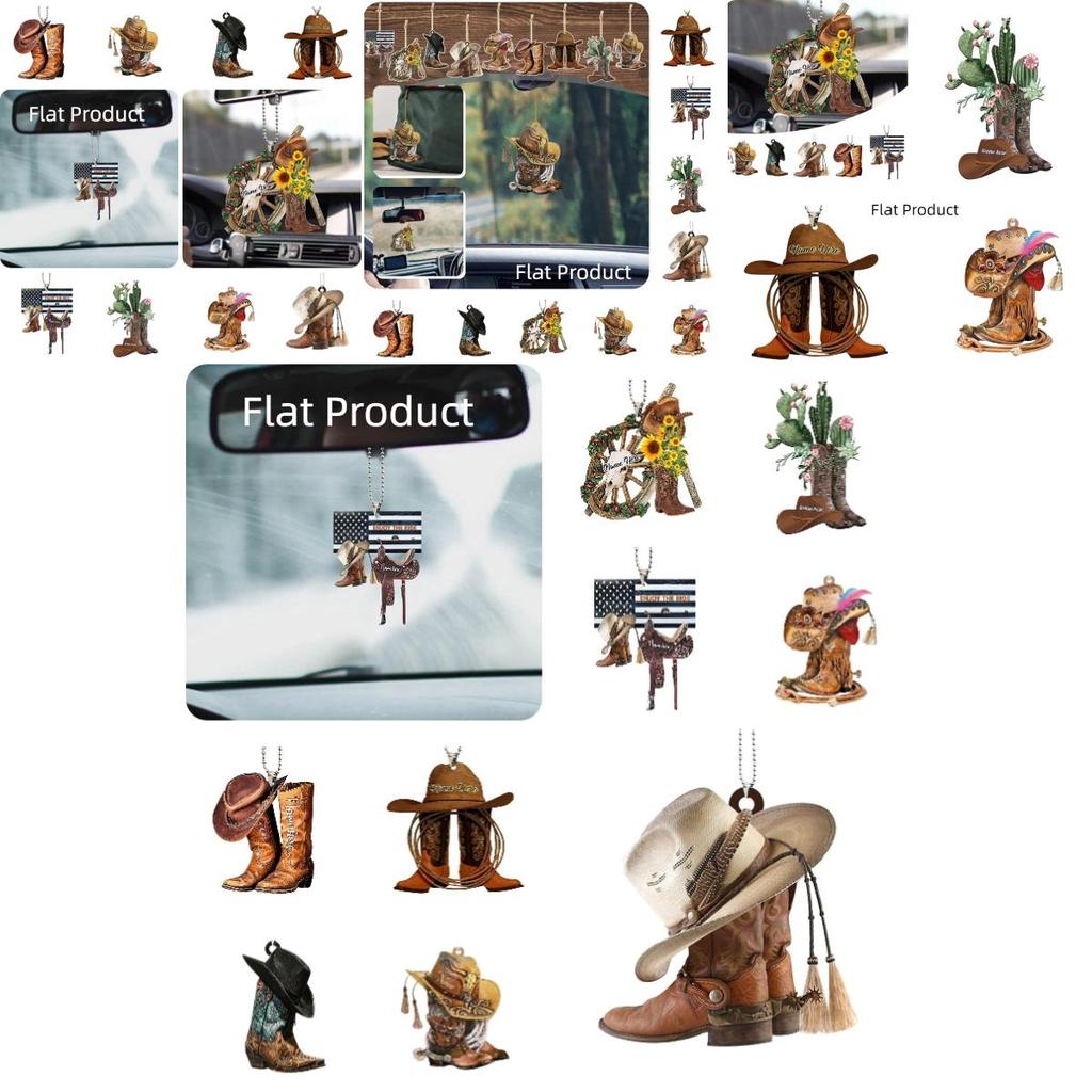 Nou Sosit Ornament Decorativ Acrilic Personalizat Cizmă Cowboy Agățat Pentru Mașină Șa Breloc Pandantiv Stil Vintage