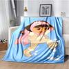 Angel Explorer Girl with Map Print Flannel Blanket, Cloudy Sky Throw Blanket