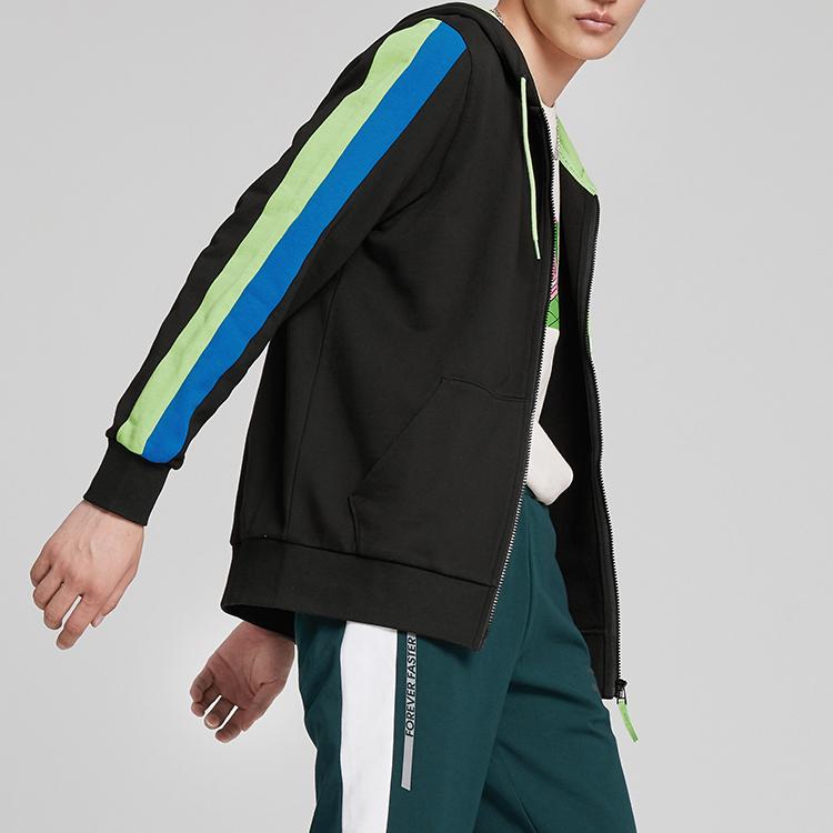 Puma Colorblock Zip-Up Logo Patch Hoodie Men Hoodie Black 534156-51