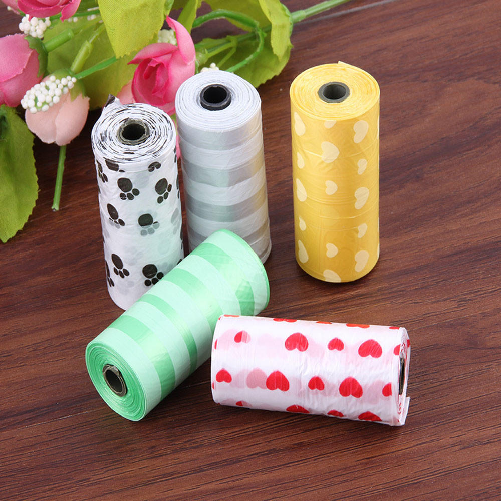 Pet Waste Bags with Paw Print Design Leakproof Durable Rolls for Dog and Cat Cleanup Multipack for Home or Outdoor Use