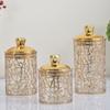 3 Pieces Gold Foil Candy Storage Container Clear PET Jars With Airtight Lids For Kitchen Pantries Organization