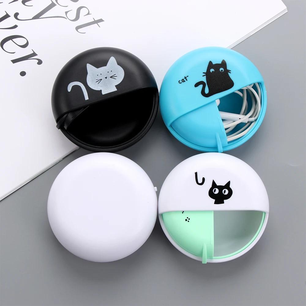 Animal Print Round Earphone Case - Durable ABS Cable Organizer with Rotary Storage, Protective Headphone Accessory