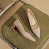 5550 High Heels Women's Spring 2025 New Pointed Crystal Wedding Shoes Versatile Light Mouth Thick Heel Temperament Single Shoes