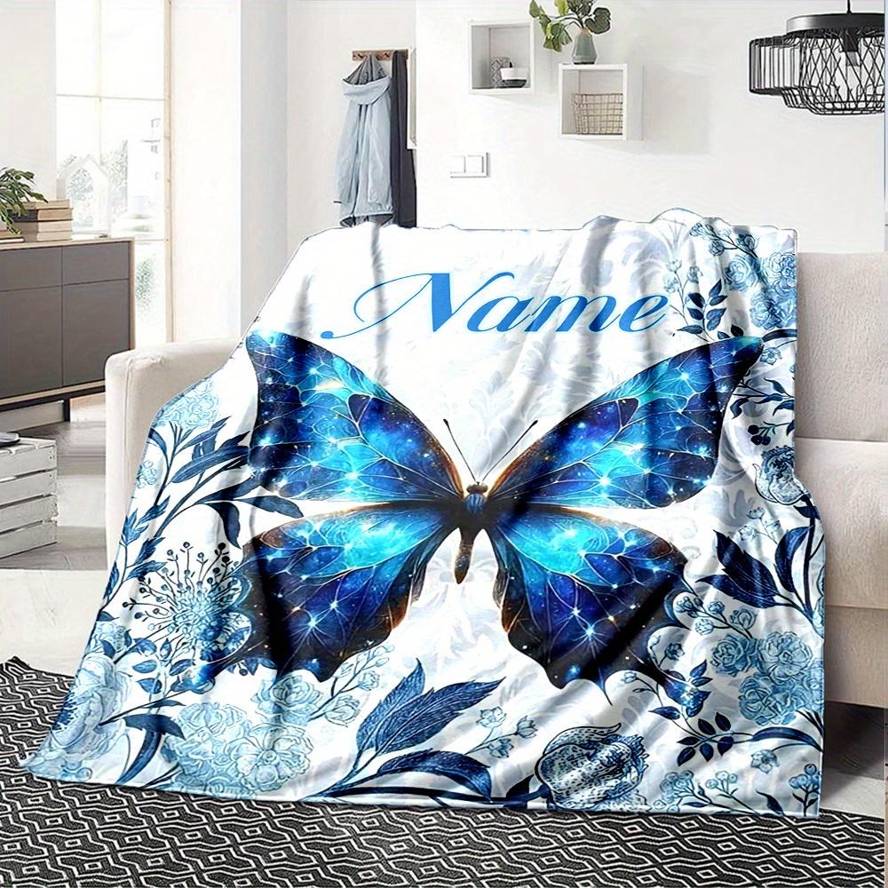 Butterfly Floral Home Customize Your Name Blankets Comfortable Soft Lightweight Allseason Multipurpose Blanket For Picnic Sofa Office Bed Living Room