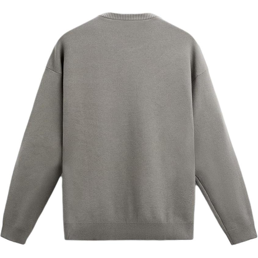 Zara Solid Color Round Neck Soft Textured Pullover Long Sleeve Knit Sweater Men sweater Gray 5755303-802