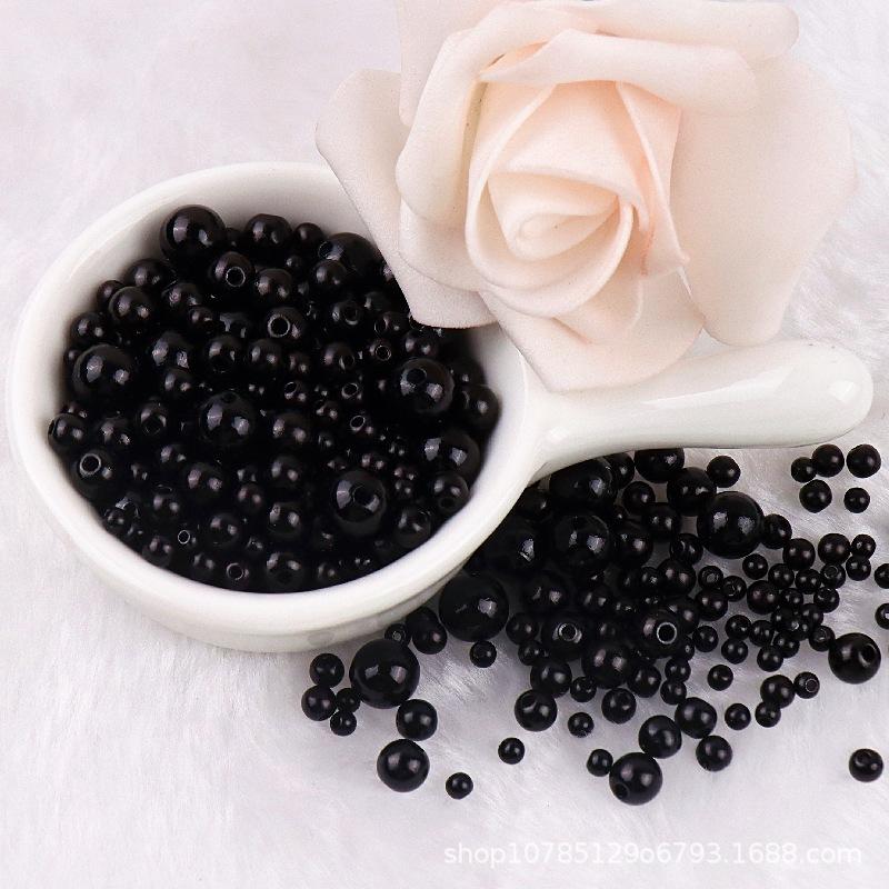 3-8mm Straight Hole Round ABS Imitation Pearl Multicolors Round Acrylic Beads Loose Beads for DIY Craft Scrapbook Decoration