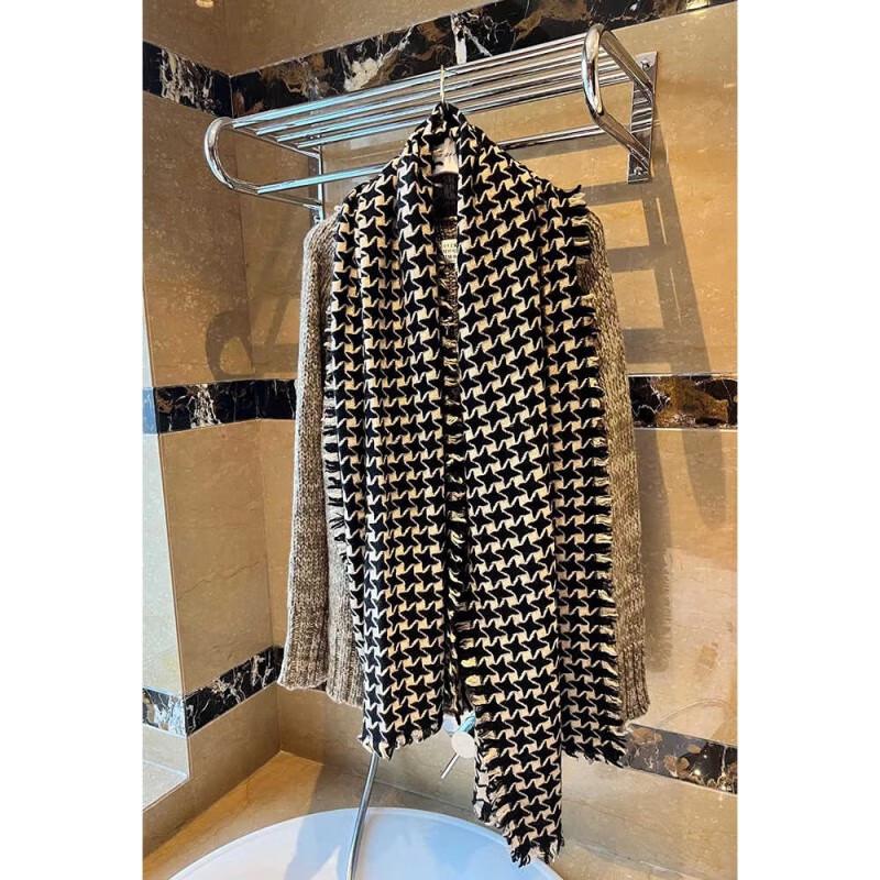 NINA SOLOR 100% Cashmere Double-Sided Houndstooth Scarf Shawl