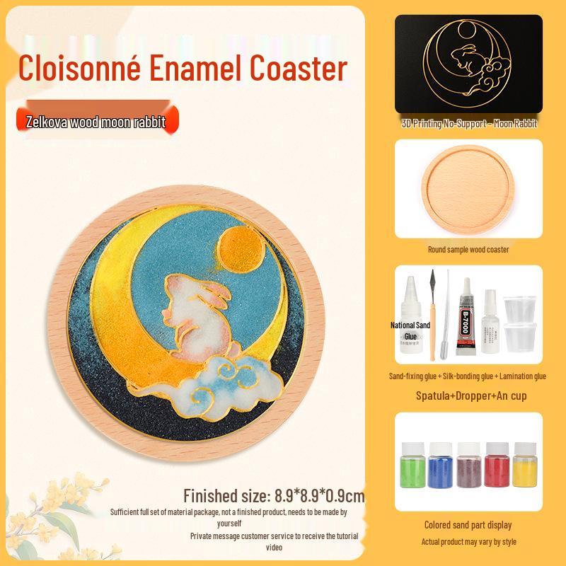 Cloisonné DIY Coaster Kit: Jingtailan No-Wire-Drawing, Chinese Style, Handmade Team Building Activity