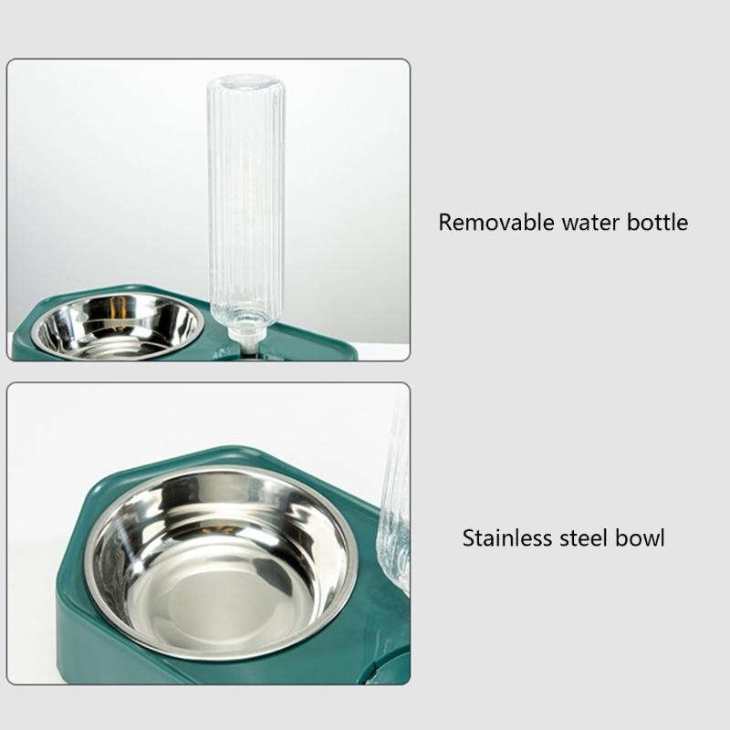 Elevated for Cat Bowl Raised Food Bowls Dish Set with No-Spill Food Water Dispenser Anti-Split
