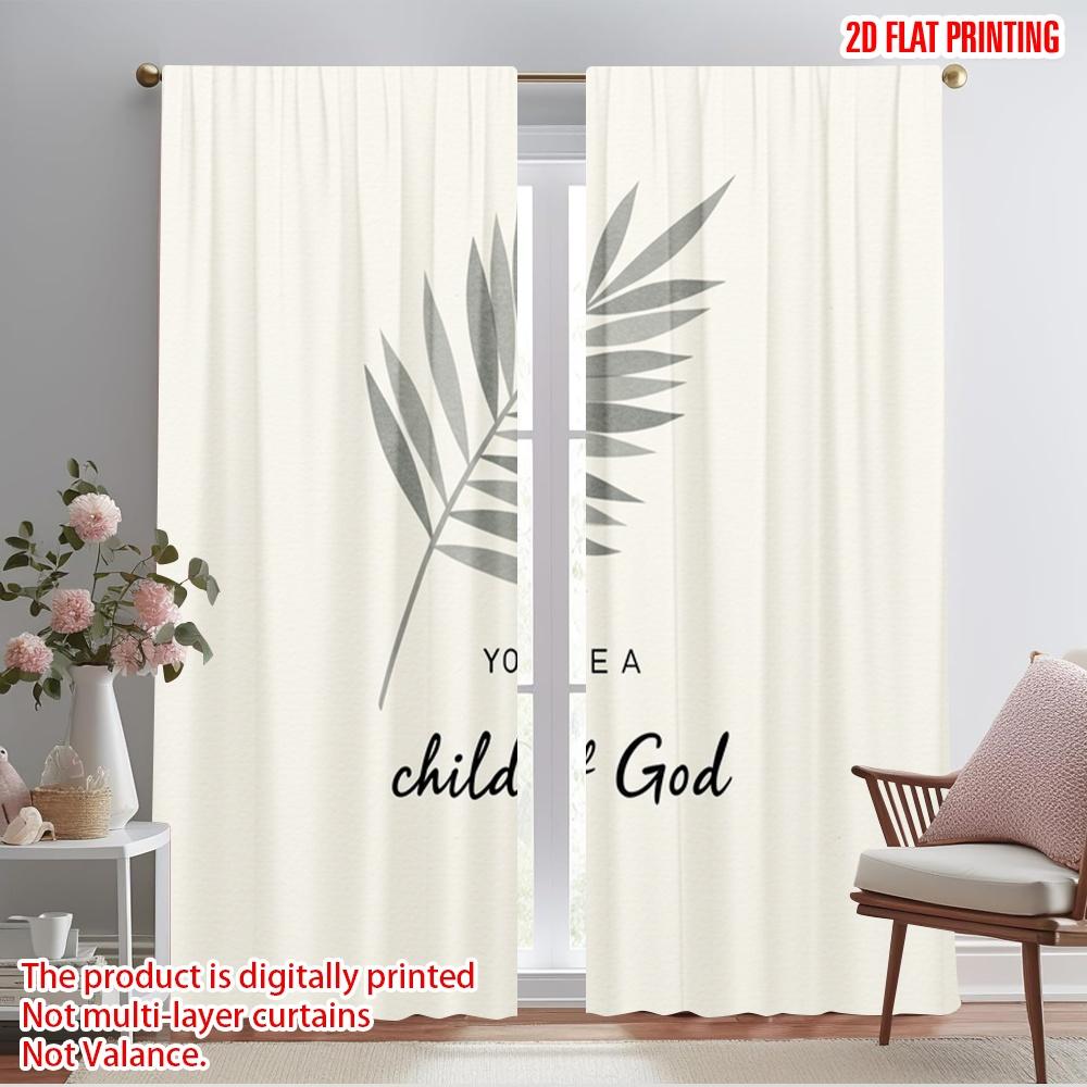 

2pcs 2D flat printing Curtain God s Child Leaf 100% Polyester Fabric Without Electricity Seasonal Party & Holiday Decor Use for 52.50×116.00 CM 2pcs