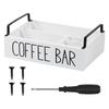 4 Compartments Coffee Bar Organizer Wooden Coffee Station Countertop Storage Box for Stacked Coffee Cup,Creamers,Coffee Tools