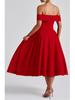 Women's European & American Off-the-Shoulder Backless Dress - Solid Color, Long and Sexy Fashion Style (2026 In Stock)