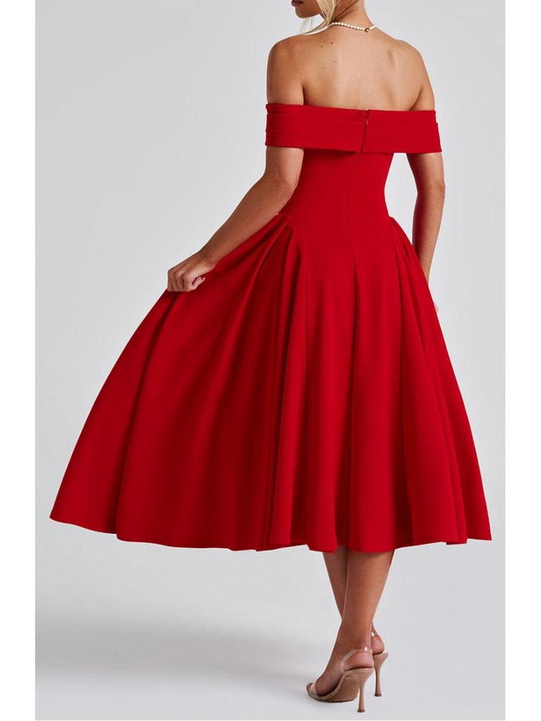 Women's European & American Off-the-Shoulder Backless Dress - Solid Color, Long and Sexy Fashion Style (2026 In Stock)