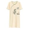 Summer Large Size Vintage Printed Night Dress Women Short Sleeve Cotton Sleep Shirt Loose Ladies Nightwear Nightgowns