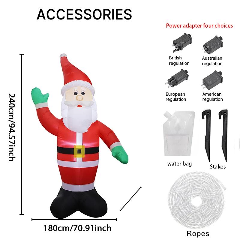 

7.87FT Inflatable Toy Santa Claus Wave Hand Christmas Decoration for Yard with LED Light Xmas Supplie Home Ornament Festive Gift RU