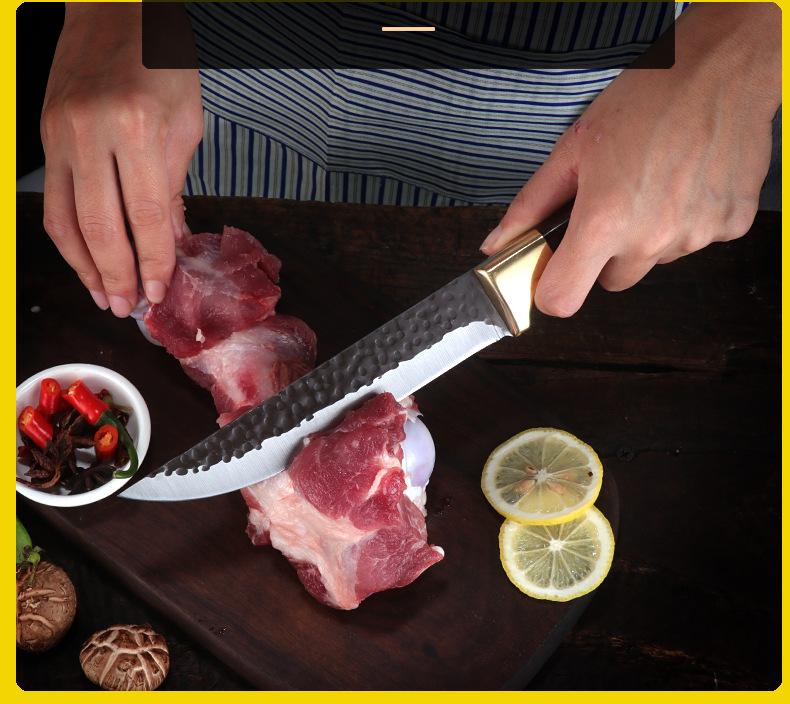 3pcs Forged Sharp Butcher Knife Boning Knife Slicing Knife with Knife Cover Multifunctional Kitchen Knife Set