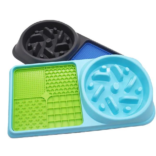 Silicone 2in1 Dog Lick Mat for Dogs Pet Food Plate Slow Eating Bowl Extended Eating Time Convenient Pets Accessories Supplies