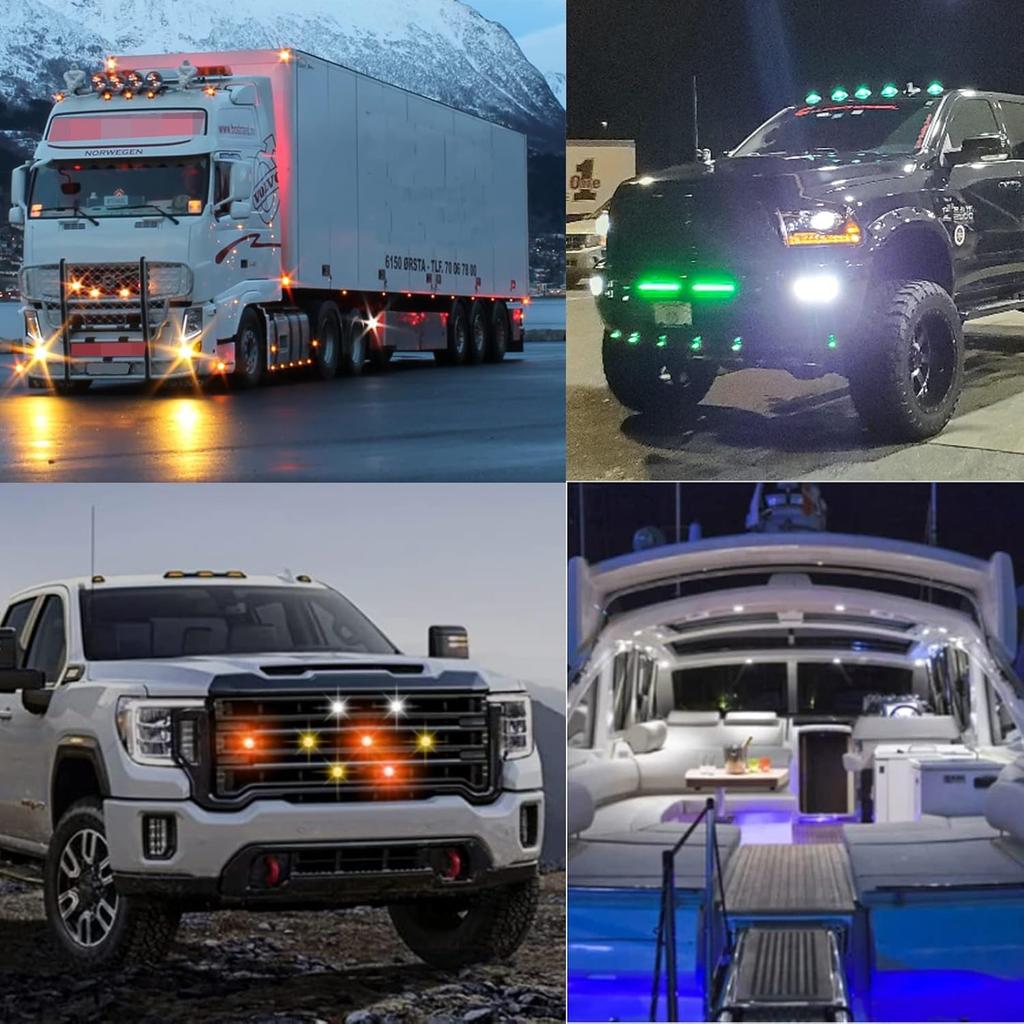 Biqing 4 Stück 6LED Markierungsleuchte 24V Grün Seitenmarkierungsleuchte LKW Seitenmarkierungsleuchte, Geeignet für LKW/Pickup/Wohnwagen/Wohnmobil/Bus/Boot