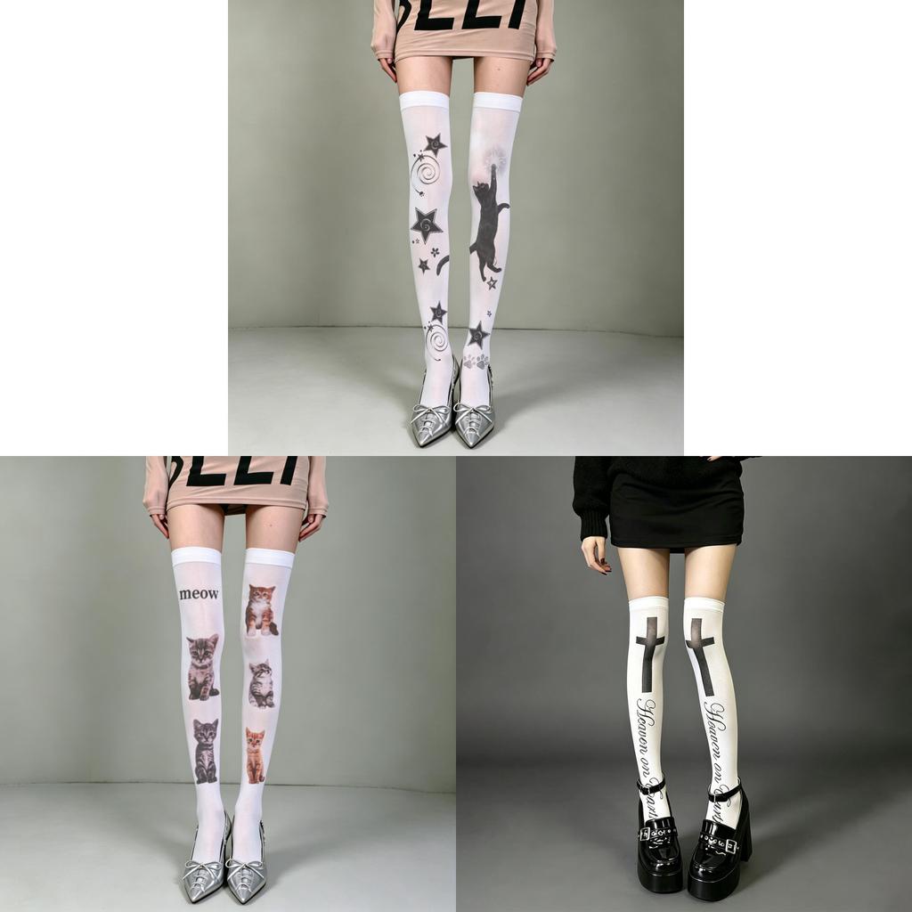 Kawaii Katzenmotiv Lange Socken Aus Nylonmaterial Für Teenager Und Junge Frauen