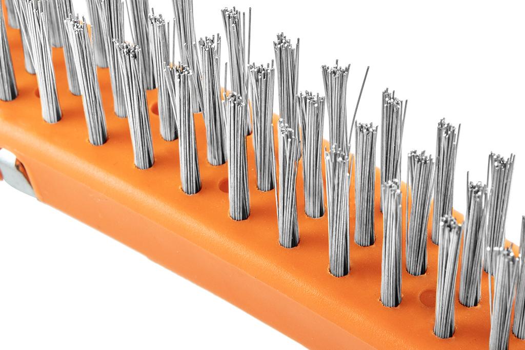 Wire brush, stainless steel, 3x19 rows, with scraper