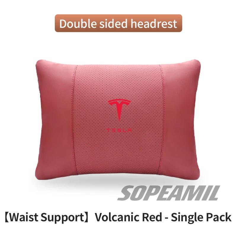 Tesla Cybertruck Model 3 Model Y Model S Model X Car Double-Sided Suede Leather Headrest Neck Support Pillow Seat Waist Cushion