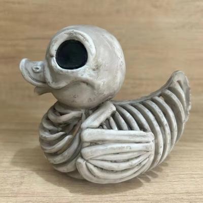 Unique Resin Halloween Duck Skeleton Model Grotesque Horror Skull-And-Duck Statue Realistic Miniature Duck Skeleton