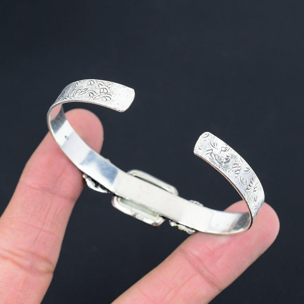 Mothers day Sale Chrysoprase Gemstone Ethnic Sister Bangle 925 Sterling Silver