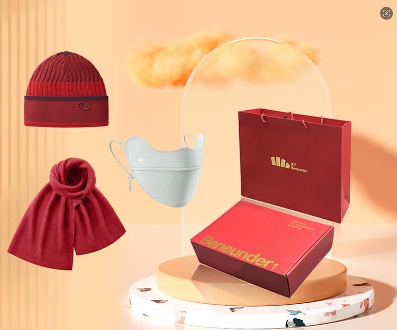 BANANA UNDER TN9712 Winter Shawl, Mask & Hat Gift Set